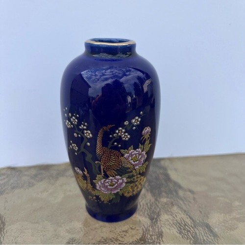 Kyoto Imperial Peacock Cherry Tree Japanese Porcelain Mini Vase - photo 3