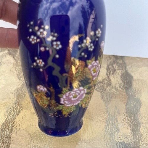 Kyoto Imperial Peacock Cherry Tree Japanese Porcelain Mini Vase - photo 4