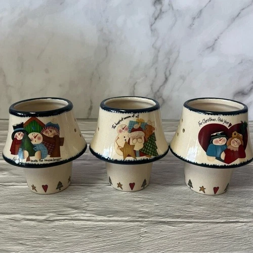 Crazy Mountain Holiday Candle Votive Holders Winter Theme Set of