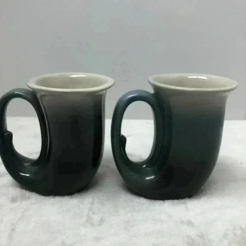 Vintage 1981 Pottery Whale Horn Mugs (Set of 2) - Maui - photo 2