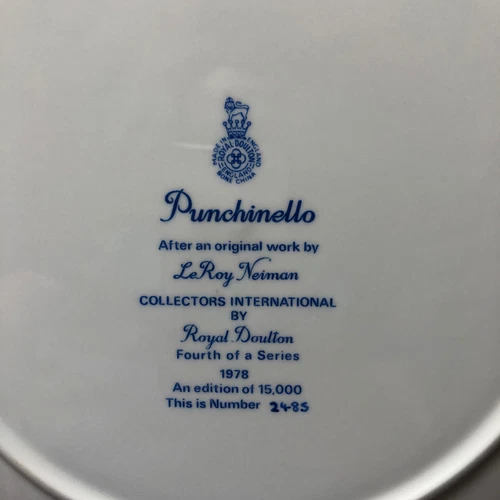 Royal Doulton Leroy Neiman Punchinello Plate w/ Box Papers 1978 - photo 4