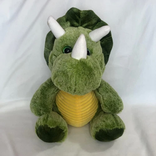 KellyToy 14" Green Triceratops Dinosaur Plush Toy