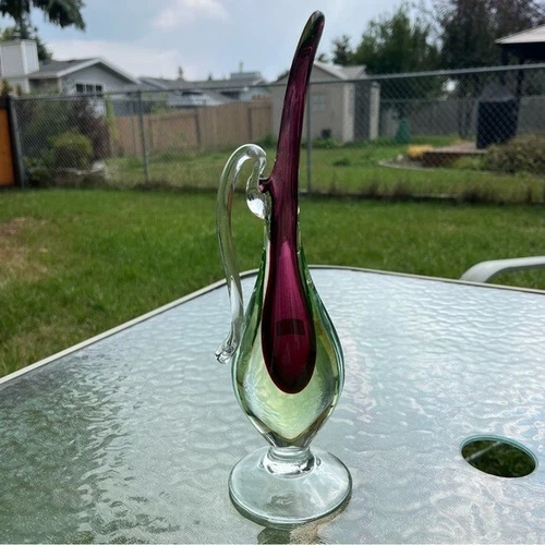 Murano Venetian Purple & Green Uranium Glass Vase