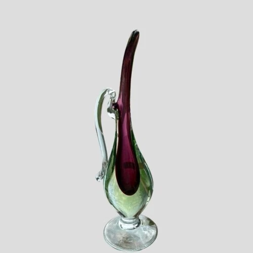 Murano Venetian Purple & Green Uranium Glass Vase - photo 4
