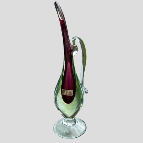 Murano Venetian Purple & Green Uranium Glass Vase - photo 5