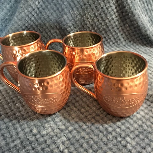 NIB The Canadian Brewhouse Hammered Copper Moscow Mule Mugs Set