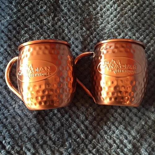 NIB The Canadian Brewhouse Hammered Copper Moscow Mule Mugs Set - photo 5
