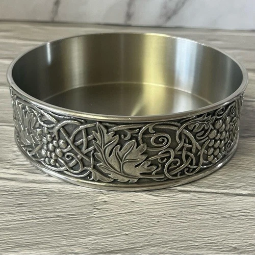 Vtg Royal Selangor Pewter Wine Bottle Coaster Grapes