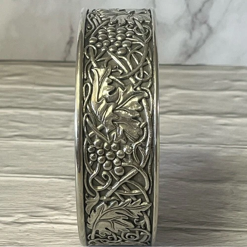 Vtg Royal Selangor Pewter Wine Bottle Coaster Grapes - photo 3