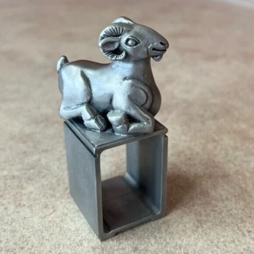 Tumasek Pewter Chinese Zodiac Year Of The Goat Napkin Ring Holde - photo 2