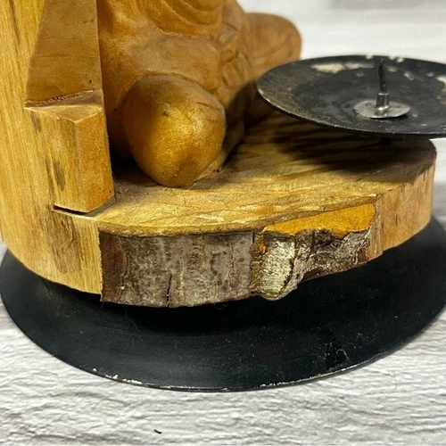 Hand Carved Wooden Buddha Statue Sculpture With Small Candle Hol - photo 5