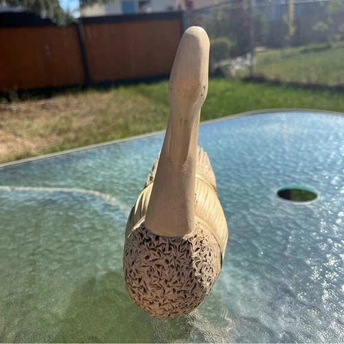 Handcrafted Swan Wood Head Reed Body Figurine - photo 5