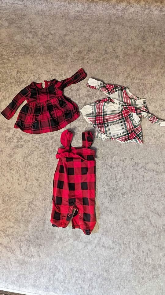 Cute 3-Piece Plaid Dress & Jumper Set (3-6 Months)