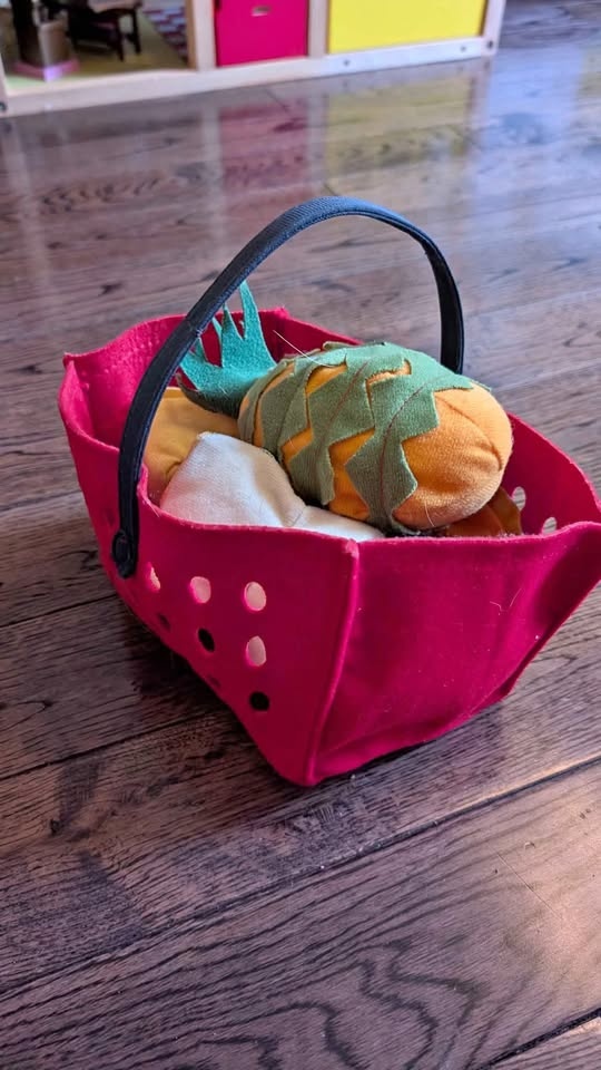 Plush food items with shopping basket