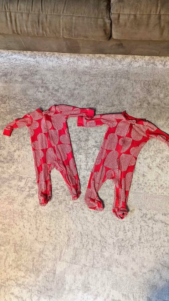 Double Zipper Hearts Valentine's Day Sleepers 9 Months