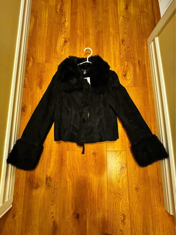 Zara Black Faux Fur Jacket Size S