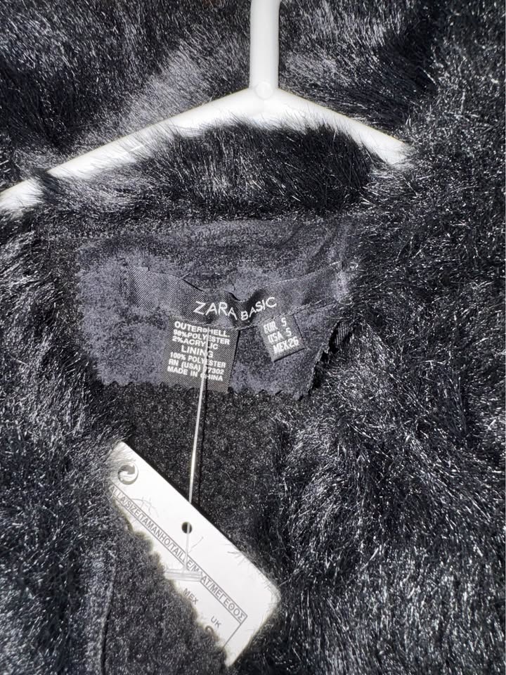 Zara Black Faux Fur Jacket Size S - photo 2