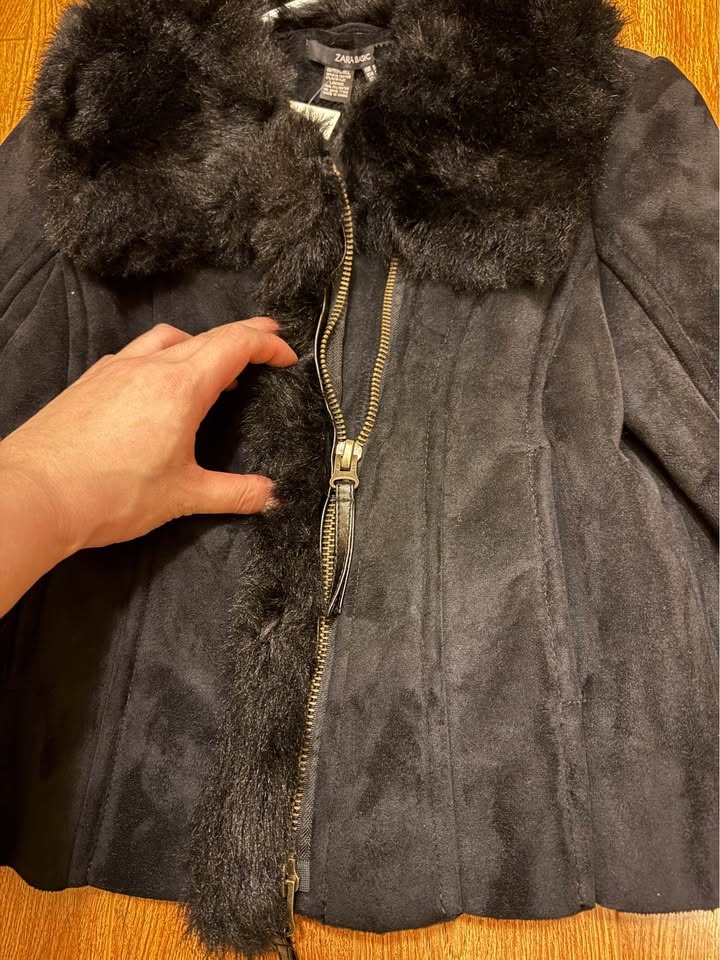 Zara Black Faux Fur Jacket Size S - photo 3