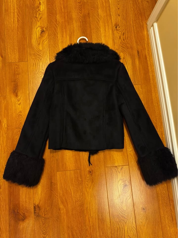 Zara Black Faux Fur Jacket Size S - photo 4