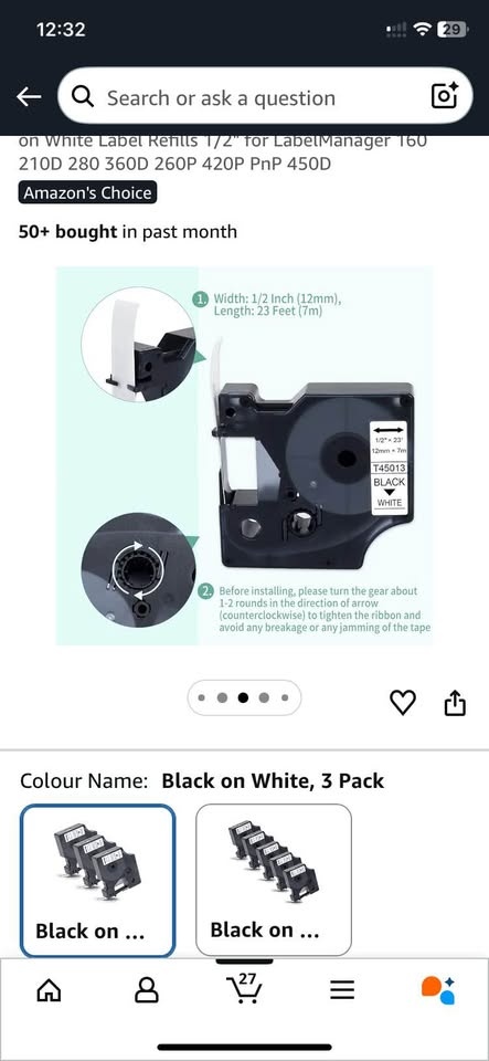 4 Pack 45013 Label Tape Compatible for Dymo D1, Black on White - photo 4