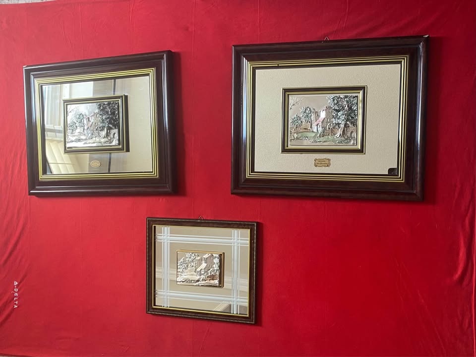 3 Vintage Creazioni Artistiche Mirrors w/ 3D Art