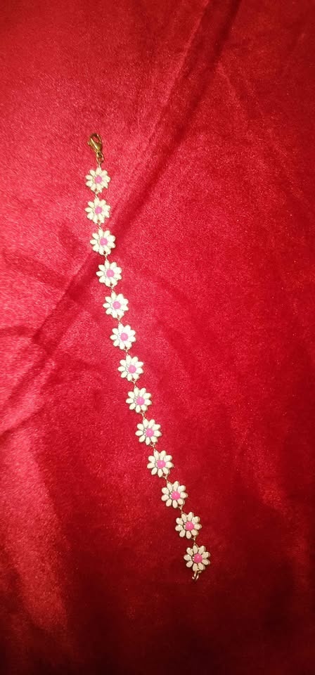 Pink & gold daisy bracelet - photo 3
