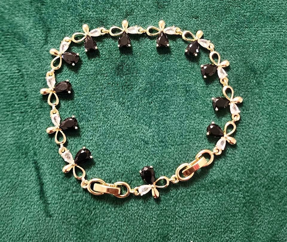 Dark Floral Gold Laminate Bracelet