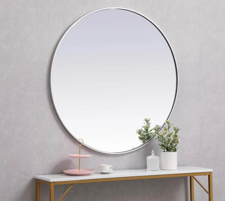 Round Silver Framed Mirror 42 x 42