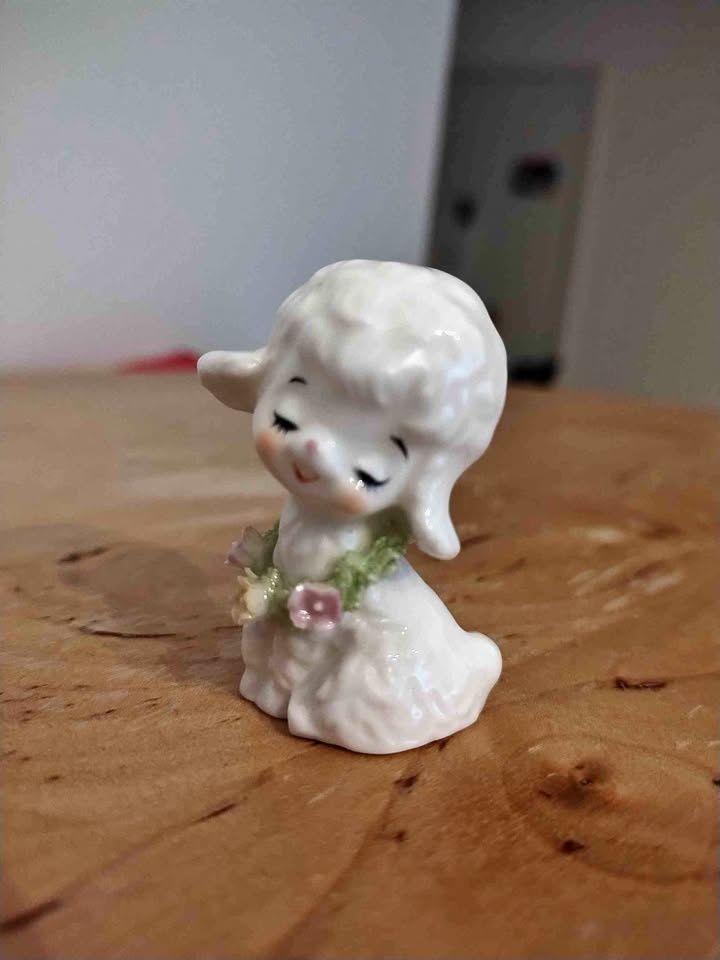 Vintage Napco Miniature Lamb Porcelain Figurine