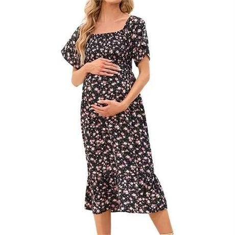 IFFEI Women's Maternity Boho Off Shoulder Midi Dress MEDIUM Flor - photo 2