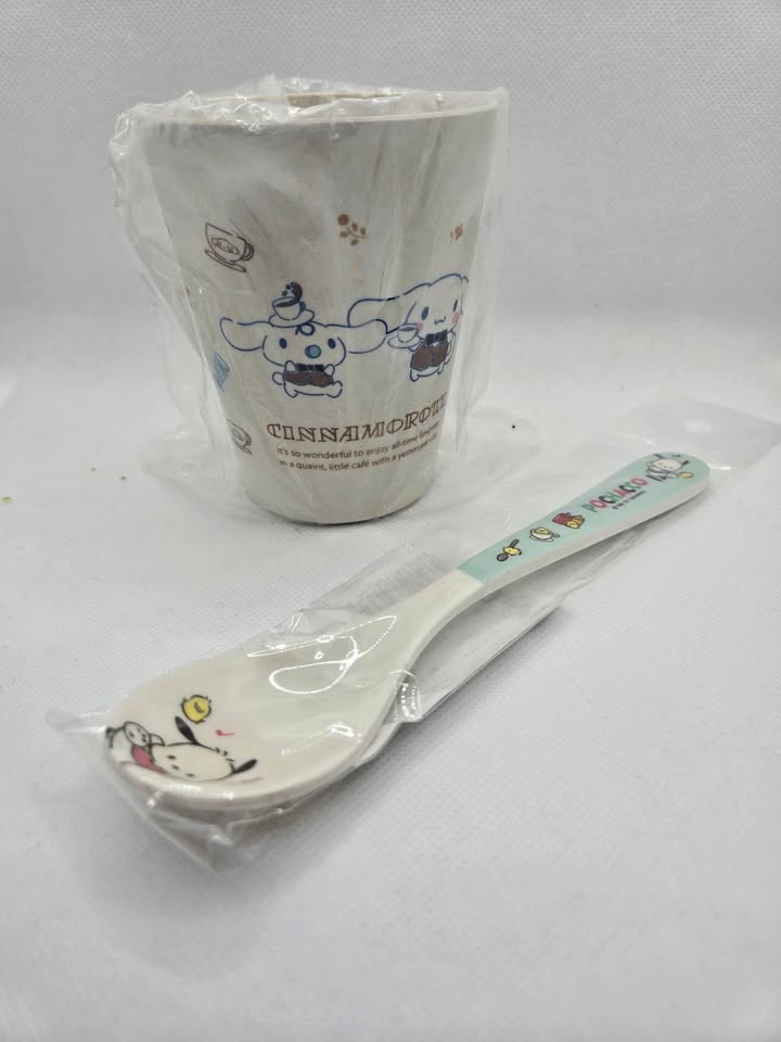 Sanrio Dishes: Cinnamoroll Cup & Pochacco Spoon