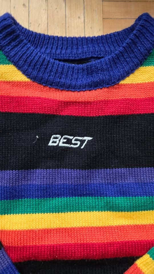 "Best" Black & Rainbow Pullover Sweater XL Tiny Spark - photo 2