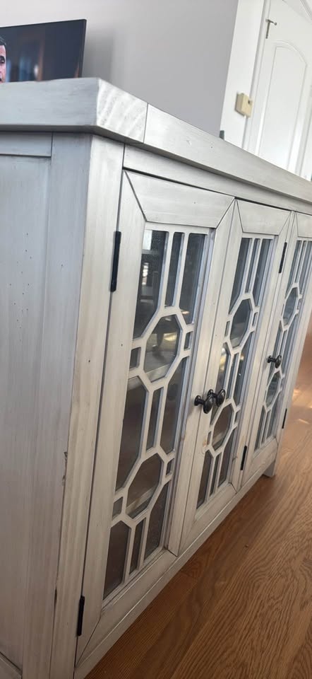Beautiful gray/cream entryway or dining console with glass doors - photo 3