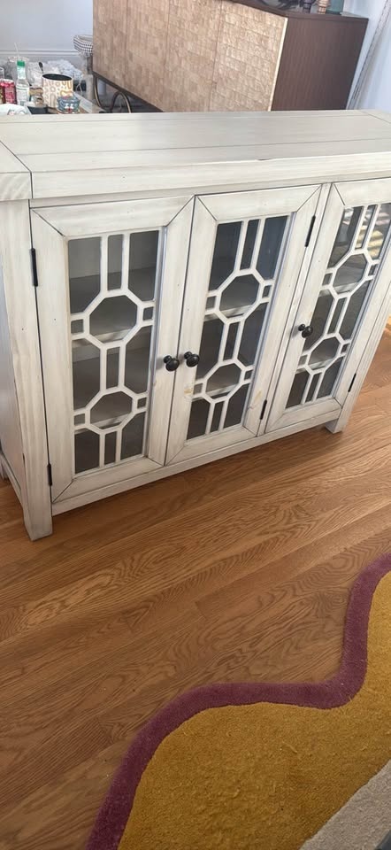 Beautiful gray/cream entryway or dining console with glass doors - photo 4