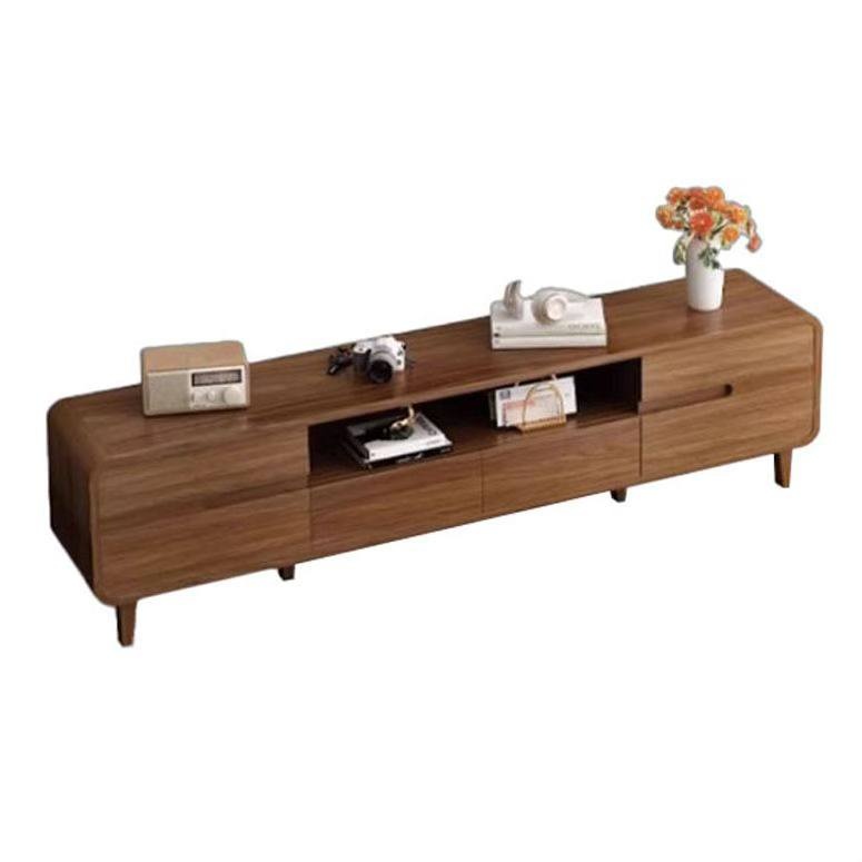 Scandinavian Wood TV Stand Console w/ Open Storage Nut Brown - photo 5