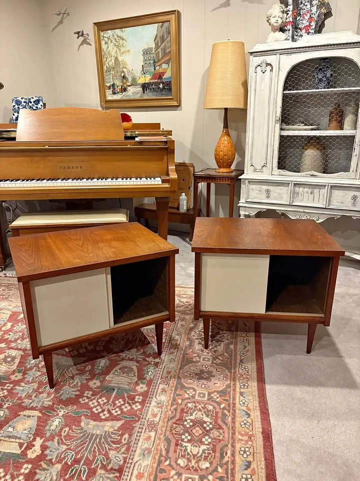 Two MCM solid walnut side tables thumbnail