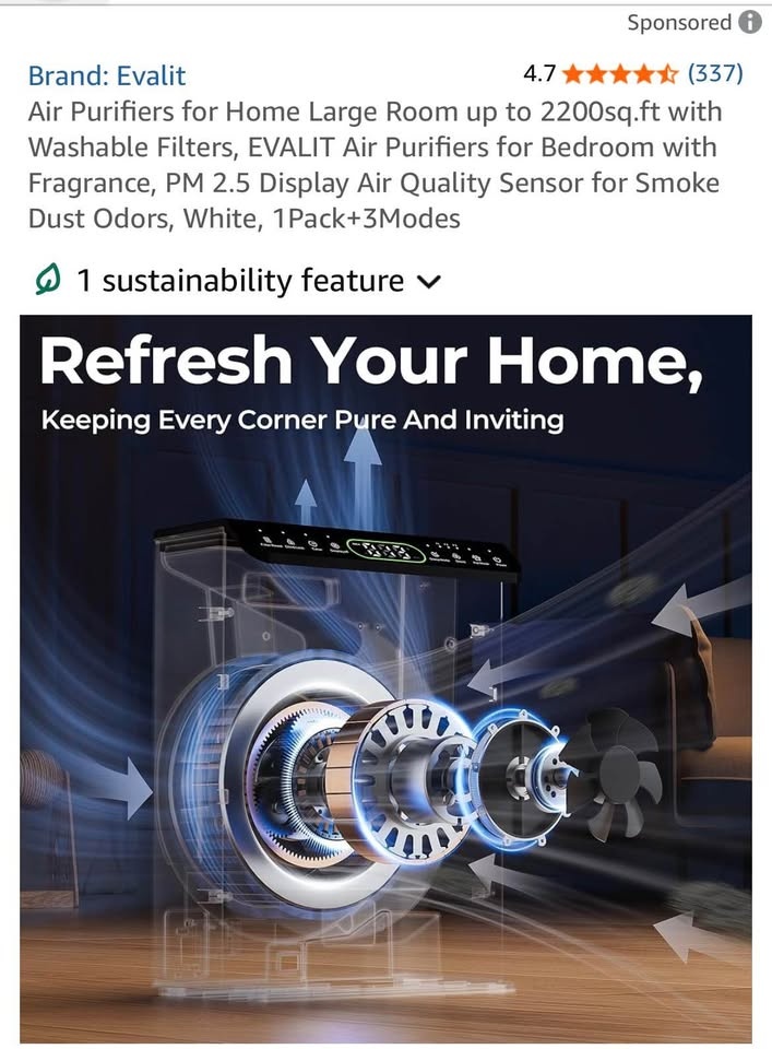 EVALIT Air Purifier for Large Rooms up to 2200 sq.ft - photo 5