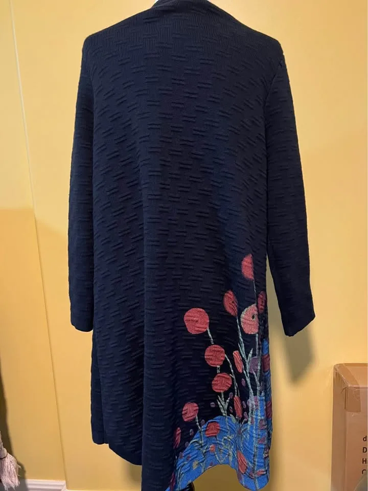 Donna White Coats Floral Knit Duster Cardigan-M - New image indicator(3)