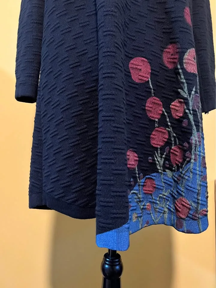 Donna White Coats Floral Knit Duster Cardigan-M - New image indicator(4)