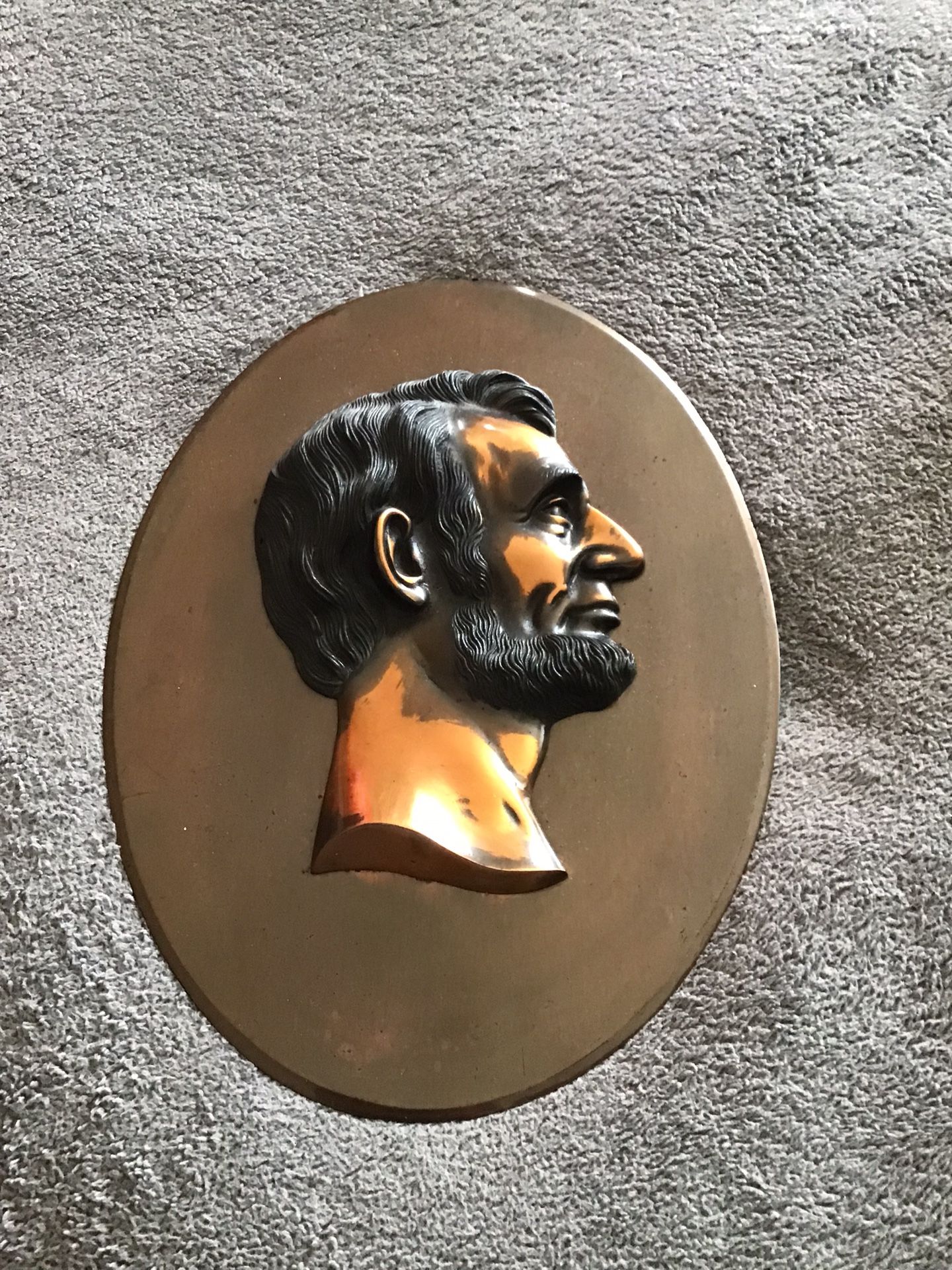 Antique Bronze Abraham Lincoln Plaque