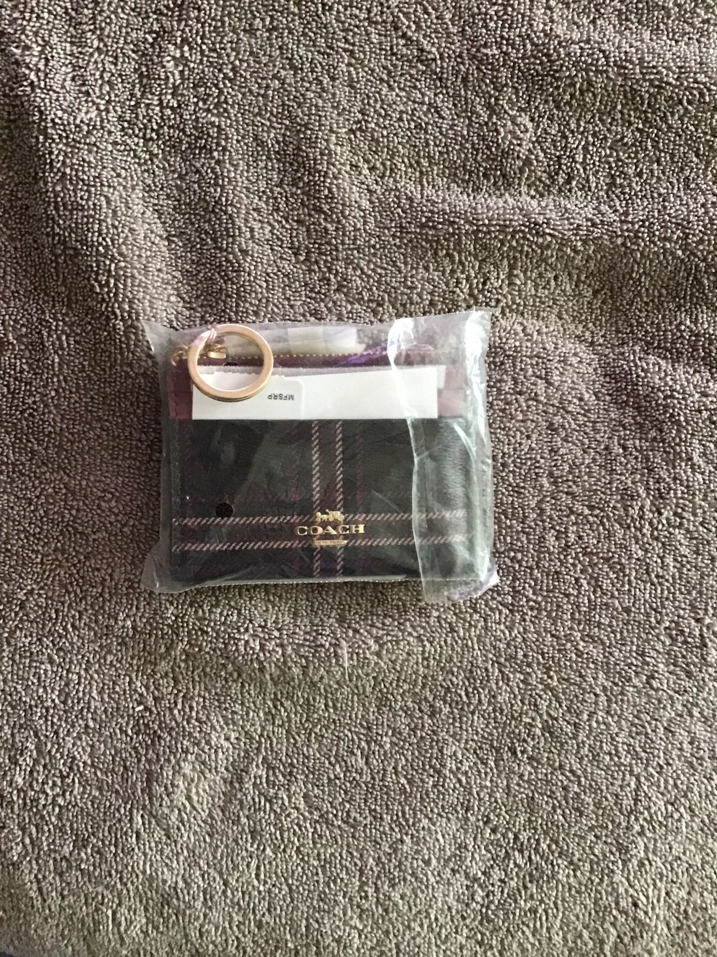 Coach Mini Skinny ID Case With Tartan Plaid Print Red