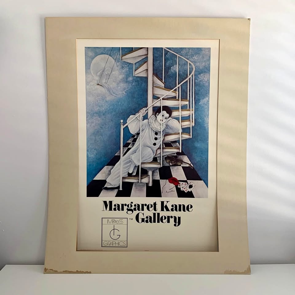 Vintage Art Print - Clown on Staircase by Margaret Kane