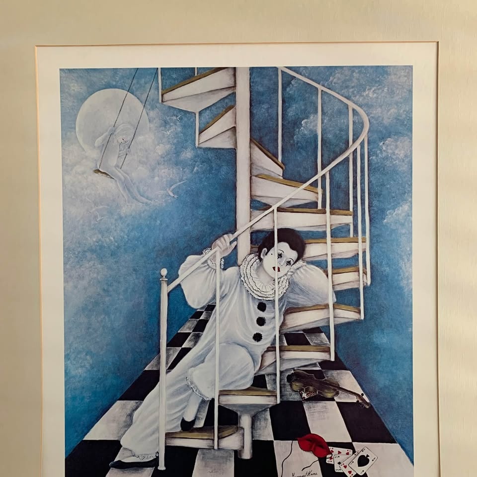 Vintage Art Print - Clown on Staircase by Margaret Kane - photo 2
