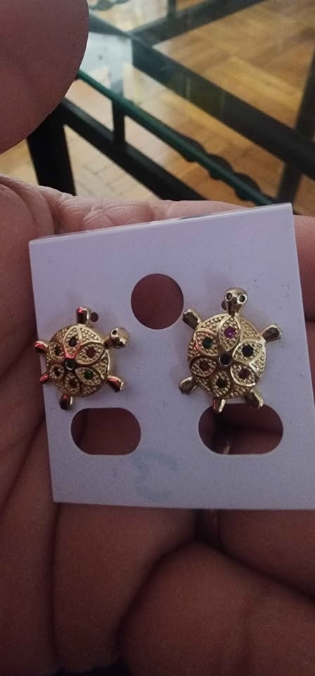 Gold Plated Turtle Stud Earrings Multicolor - photo 5