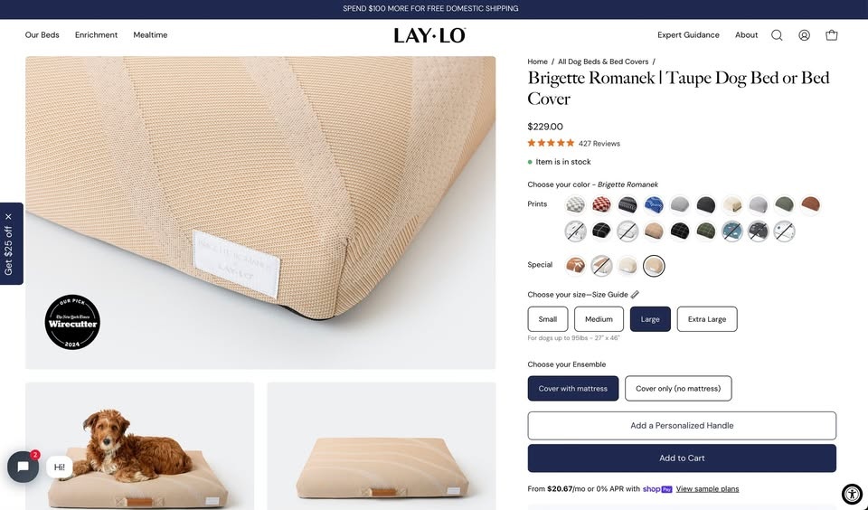 Orig $229 SOLD OUT *NEW* LAYLO MACHINE WASHABLE DOG/PET BED - photo 2