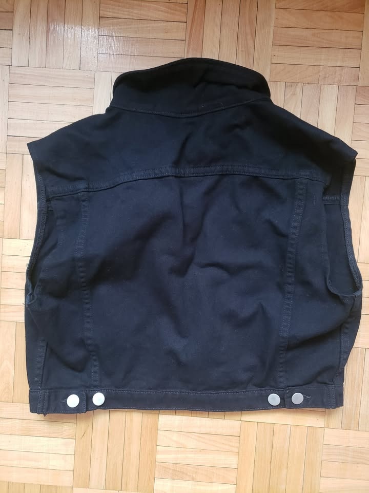 American Apparel Cropped Black Denim Vest - Size L - photo 2