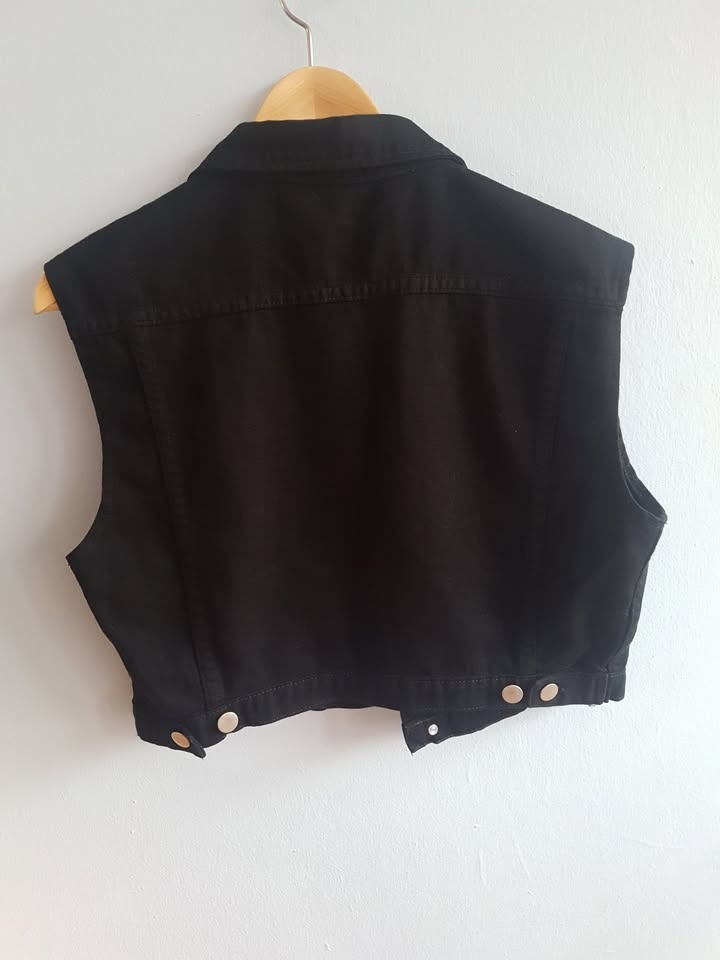American Apparel Cropped Black Denim Vest - Size L - photo 5