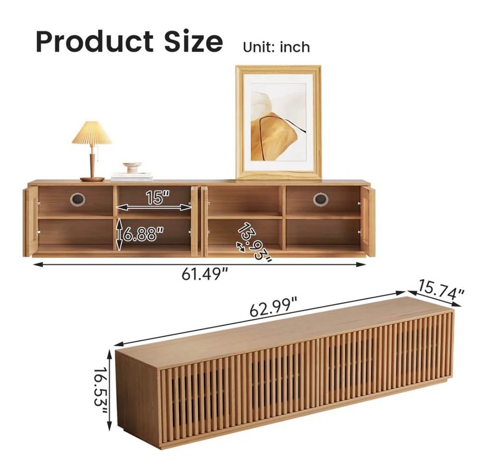 Mid-Century Modern Oak Slatted Media Console / Sideboard— Brand - photo 3