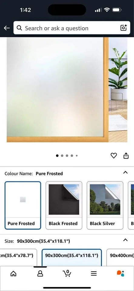 Privacy window film 35.4 x 118.1 inches - Pure Frosted thumbnail