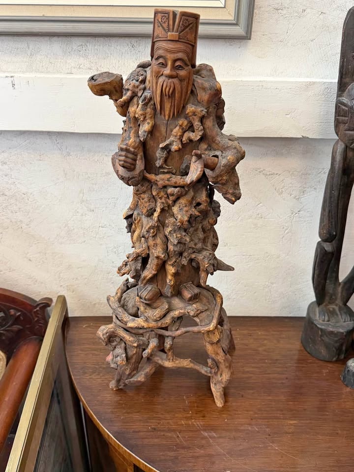 Wood carved Shou lao